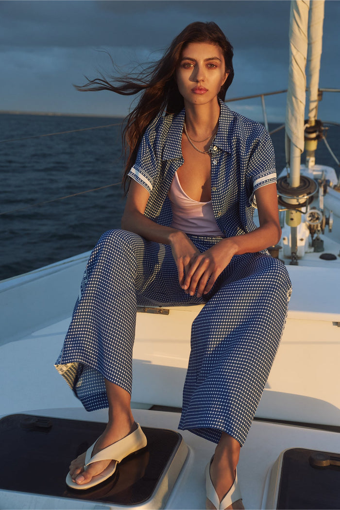Cable Serra Blouse in Mediterranean Tile