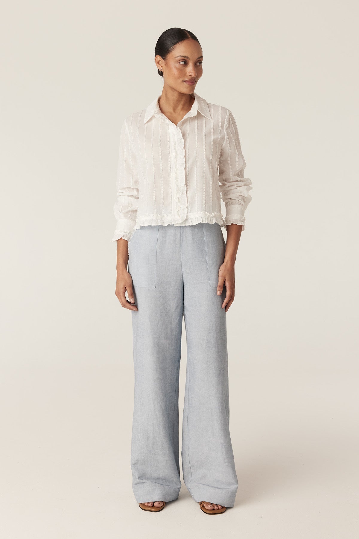 Cable Corso Cotton Dobby Blouse in White