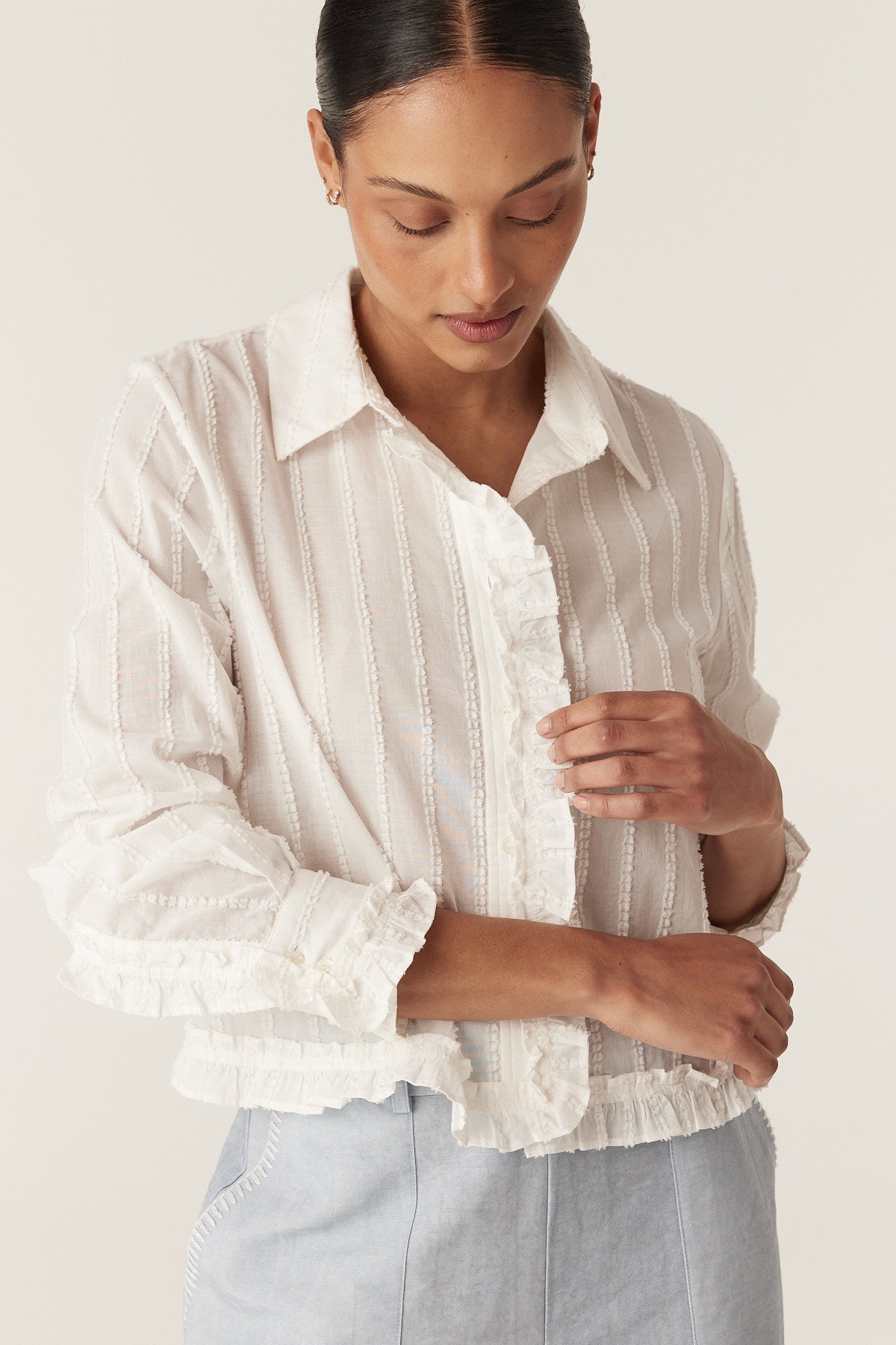 Cable Corso Cotton Dobby Blouse in White