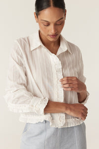 Cable Corso Cotton Dobby Blouse in White