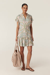 Cable Havana Frill Dress in Pastel Palm