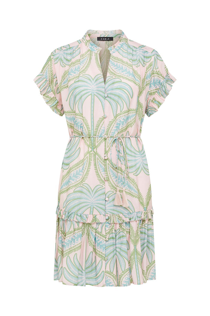 Cable Havana Frill Dress in Pastel Palm