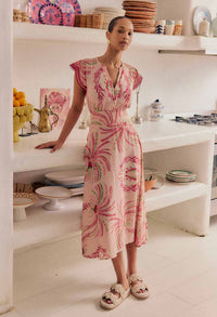 Once Was - Estrella Linen Viscose Yoke Skirt Palmarosa