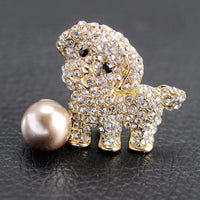 Rhinestone Puppy Brooch