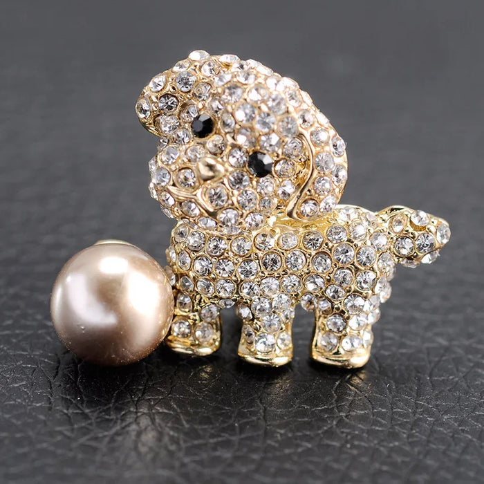 Rhinestone Puppy Brooch
