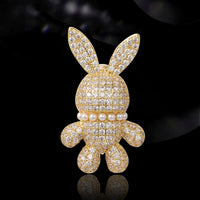 Rhinestone Bunny Brooch