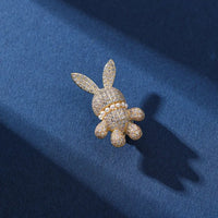 Rhinestone Bunny Brooch