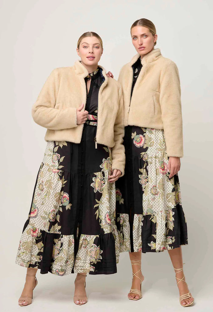 Once Was - Rylie Reversible Placement Print and Faux Fur Jacket