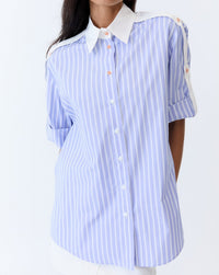 Eder by Anna Bellini Shirt in Blue White Stripe - styled