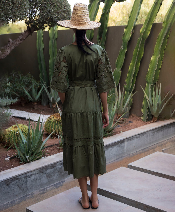 Rose & Rose Dahlia Dress in Olive - styled