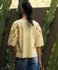 Rose & Rose Delphinium Top in Buttermilk - styled