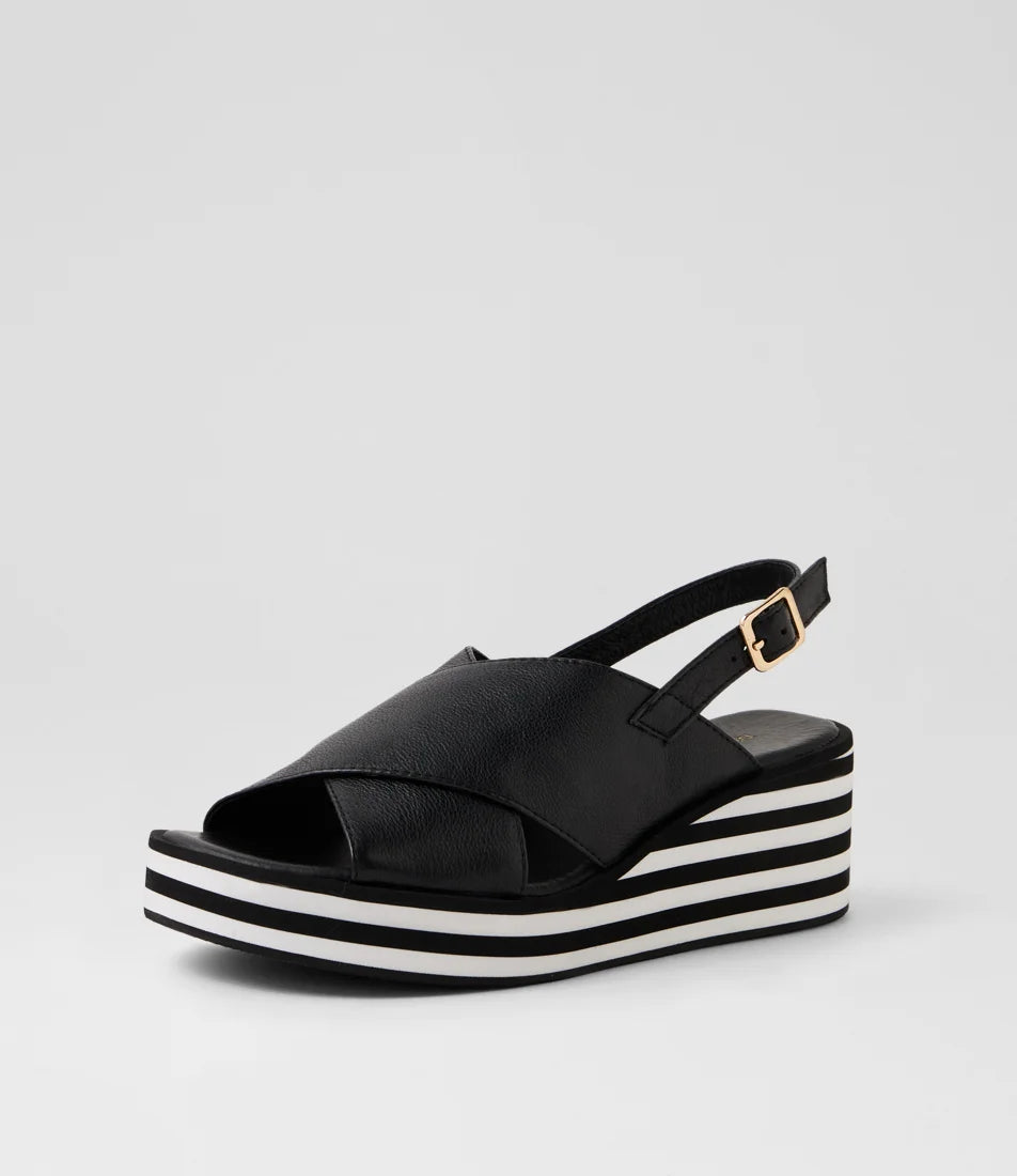 Django & Juliette - Farise Black Leather Sandals