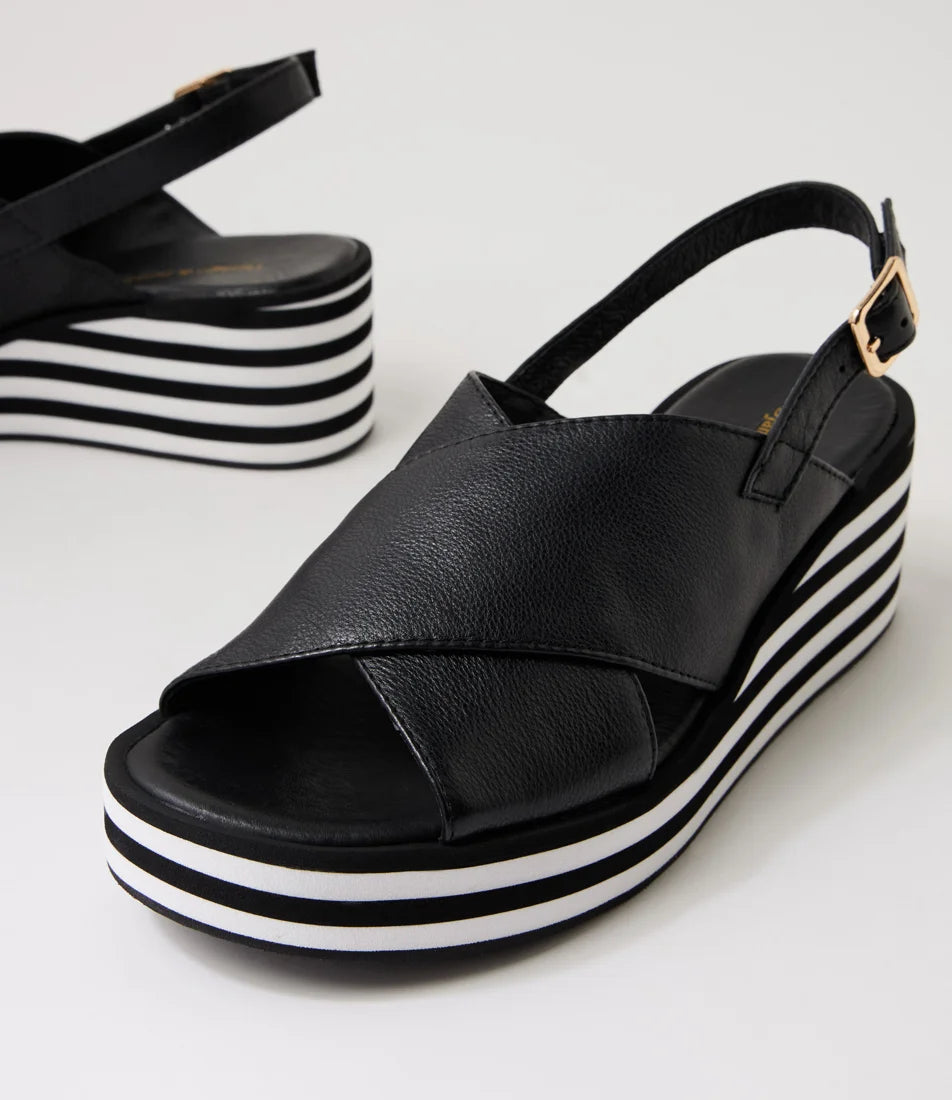 Django & Juliette - Farise Black Leather Sandals