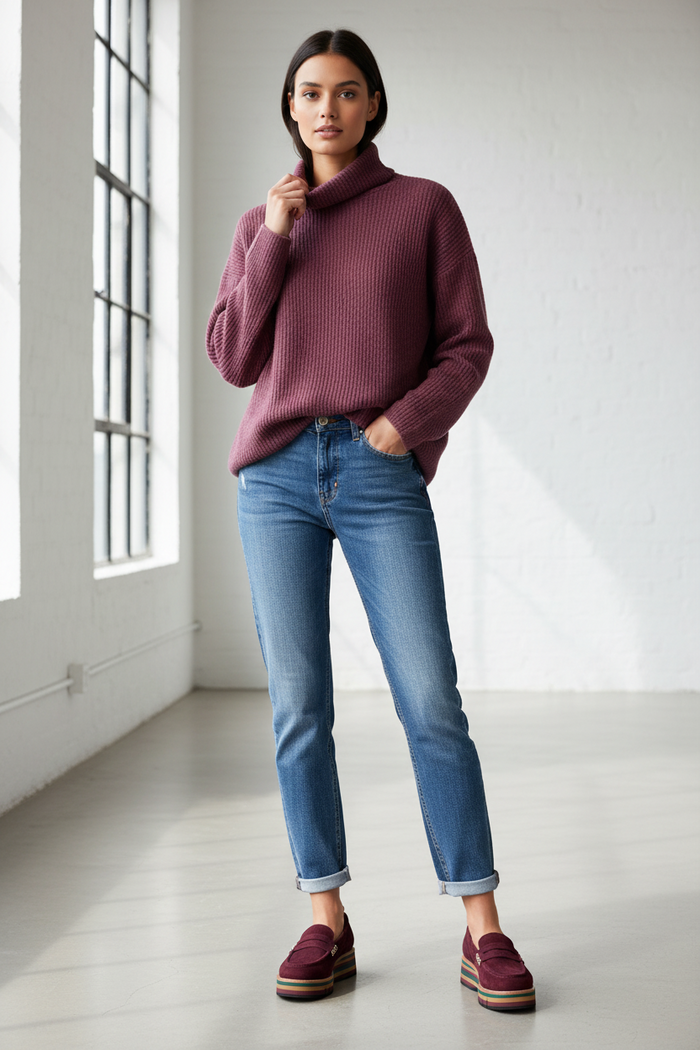 Django & Juliette - Glamms Burgundy Cognac Suede Leather Loafers