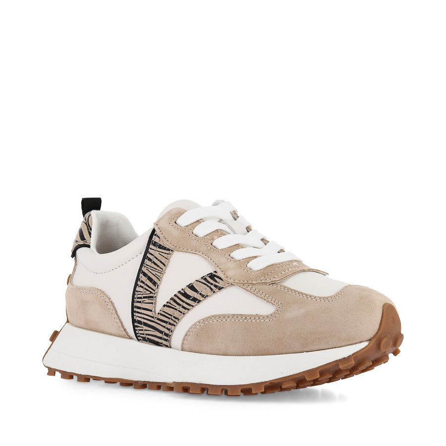 Django & Juliette Orange sneaker in Beige White back view