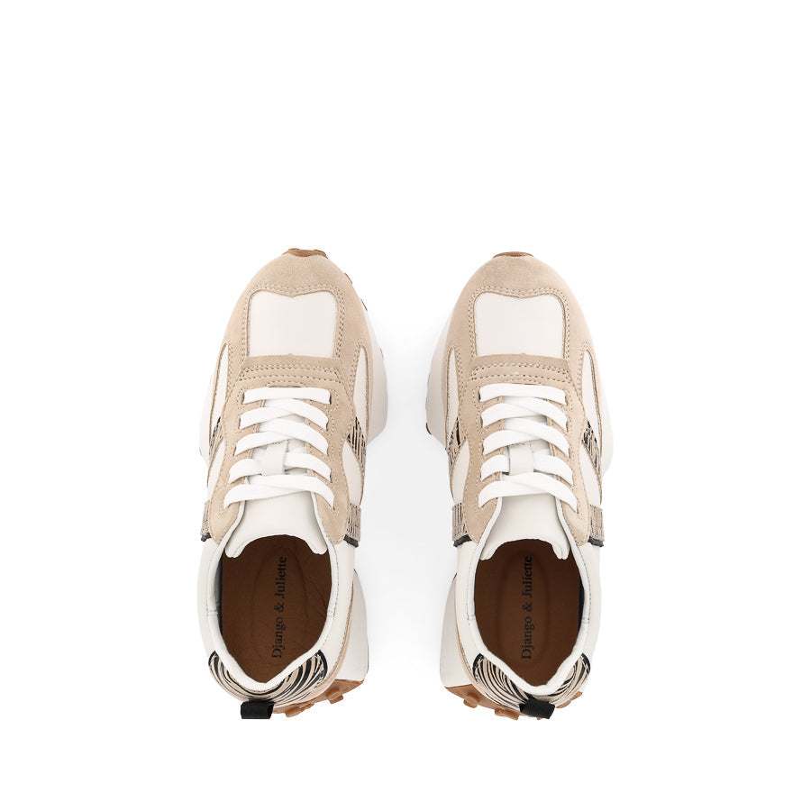 Django & Juliette Orange sneaker in Beige White sole detail