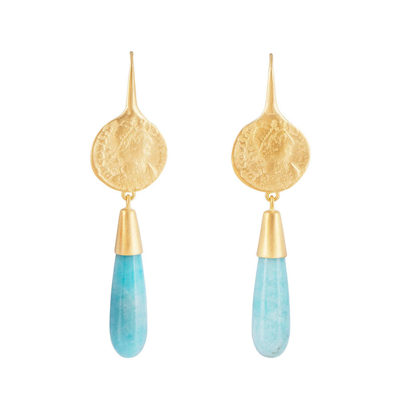 Ancient Coin Amazonite Drops