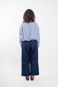 M.A. Dainty Treetops white and blue stripe collared shirt — detail