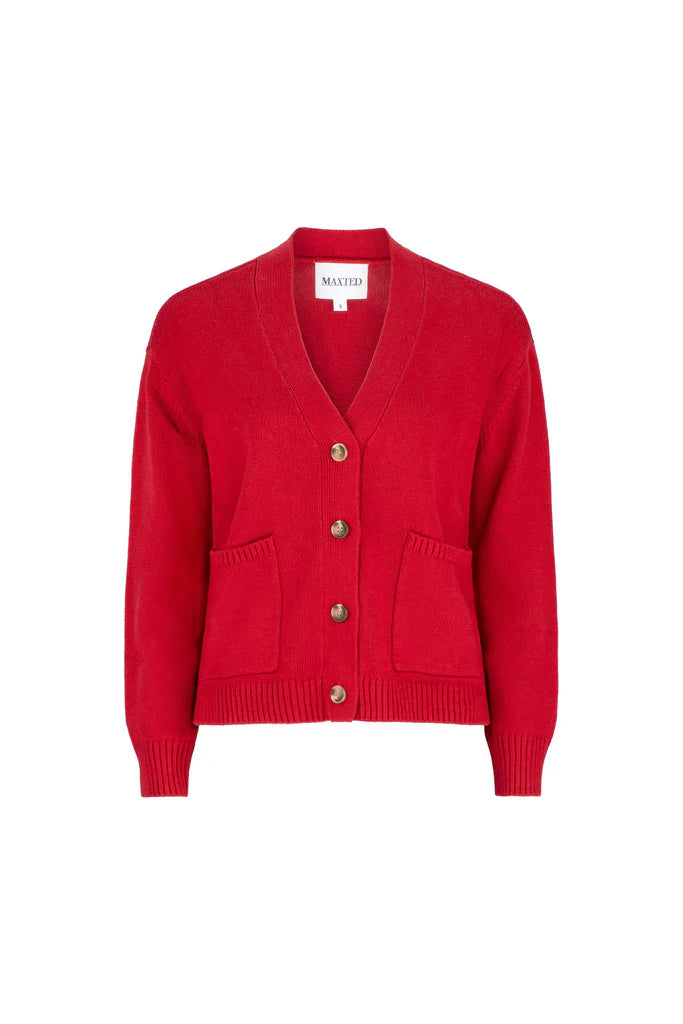 Maxted - Button Down Cardigan in Red