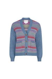 Maxted - Button Down Cardigan in Charcoal Fairisle