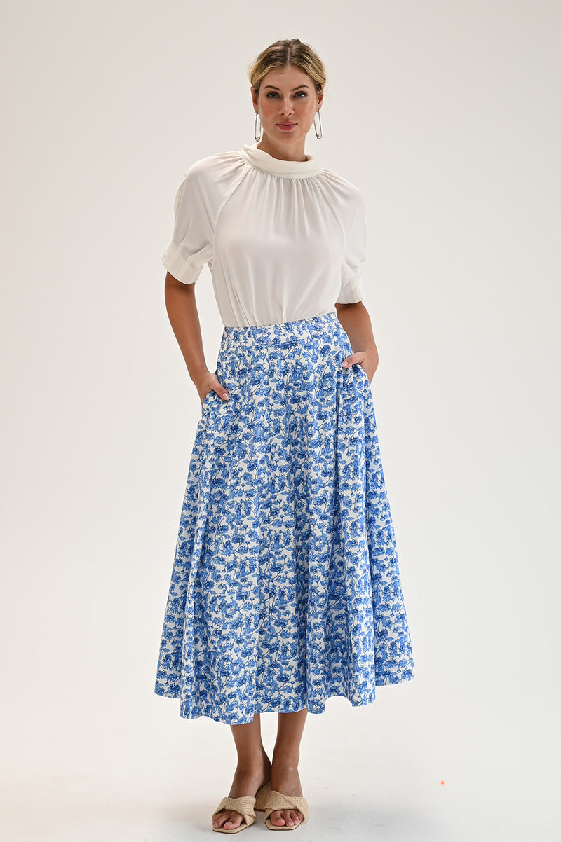 Wyatt Wylde - Mira Skirt - Blue Floral