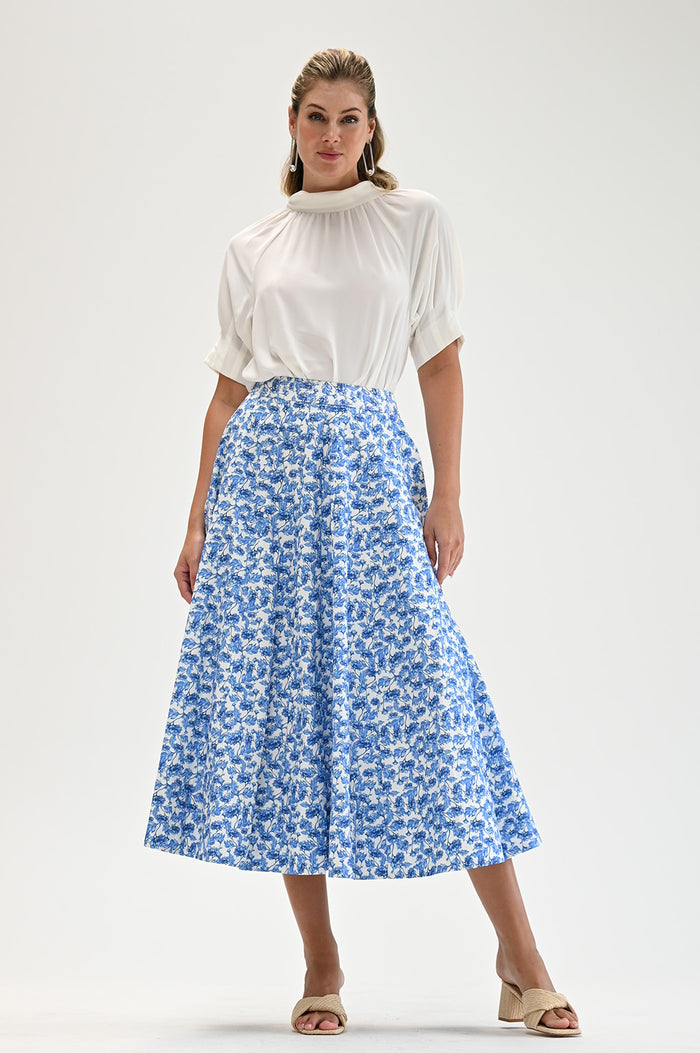 Wyatt Wylde - Mira Skirt - Blue Floral
