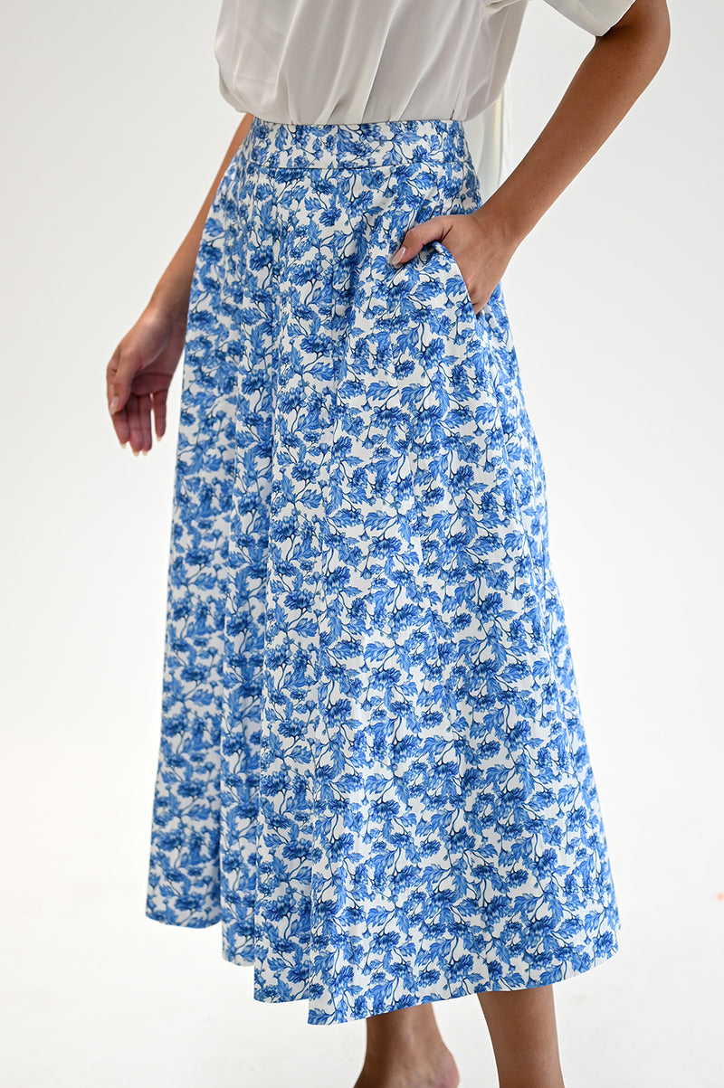 Wyatt Wylde - Mira Skirt - Blue Floral