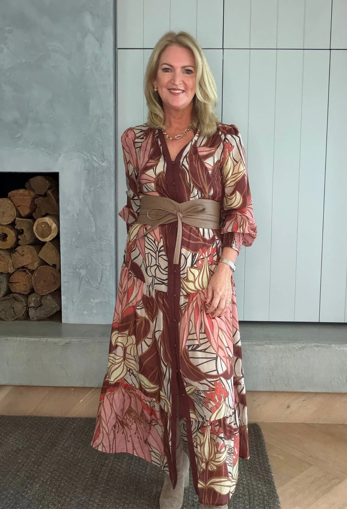 Once Was - Liliana Cotton Silk Printed Maxi Dress in Cathedral Botanic