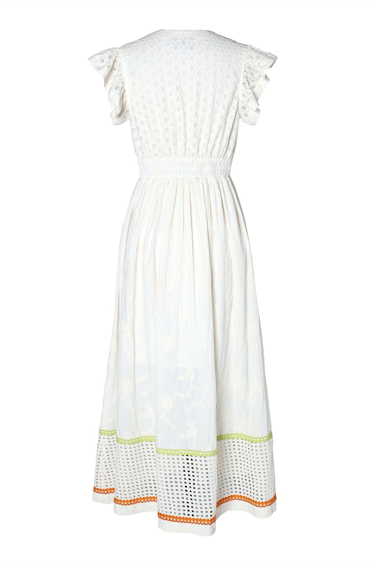 Emily Lovelock Madeline Broderie Anglaise Dress in ivory - side view