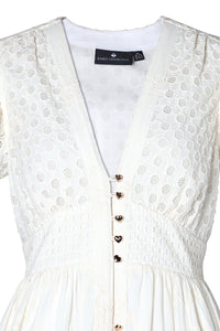 Emily Lovelock Madeline Broderie Anglaise Dress in ivory - back view