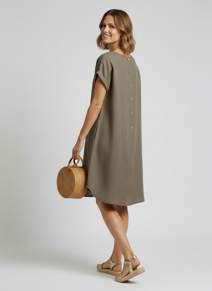 Etalia - Classic Lino Dress - Taupe