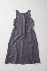 Eva's Sunday Asher Sleeveless Dress Dusty Denim Linen flat lay