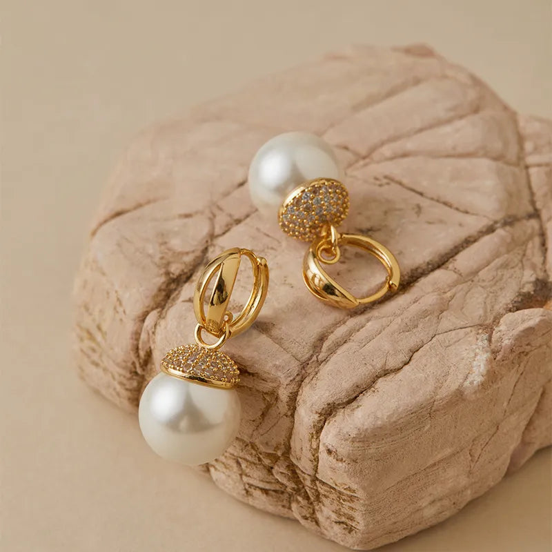 Gold Plated Pearl Drop Earrings