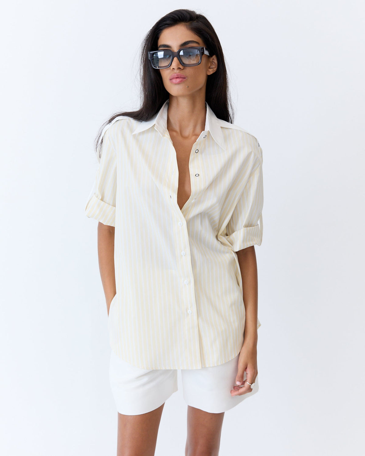 Eder by Anna Madelaine Short in off white canvas