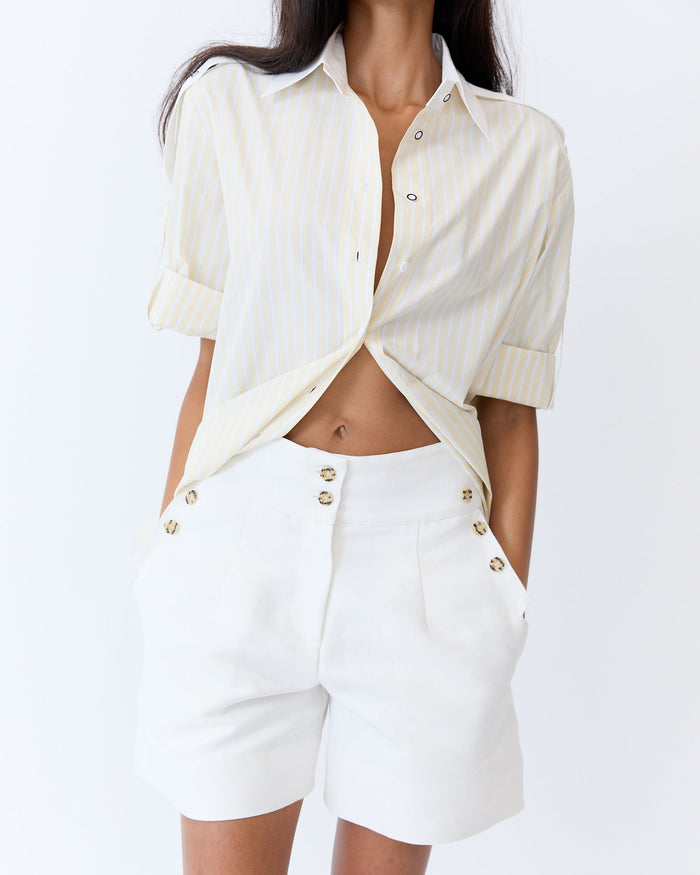 Eder by Anna Madelaine Short in off white canvas