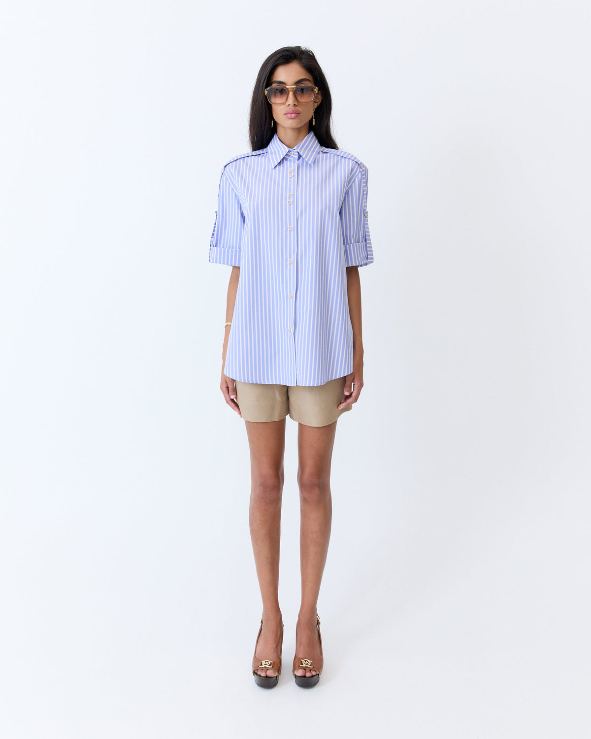 Eder by Anna Bellini Shirt in Blue Latte Stripe