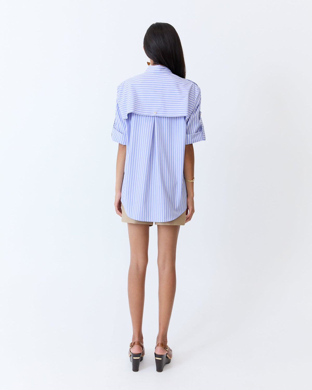 Eder by Anna Bellini Shirt in Blue Latte Stripe - side
