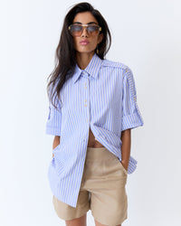 Eder by Anna Bellini Shirt in Blue Latte Stripe - back