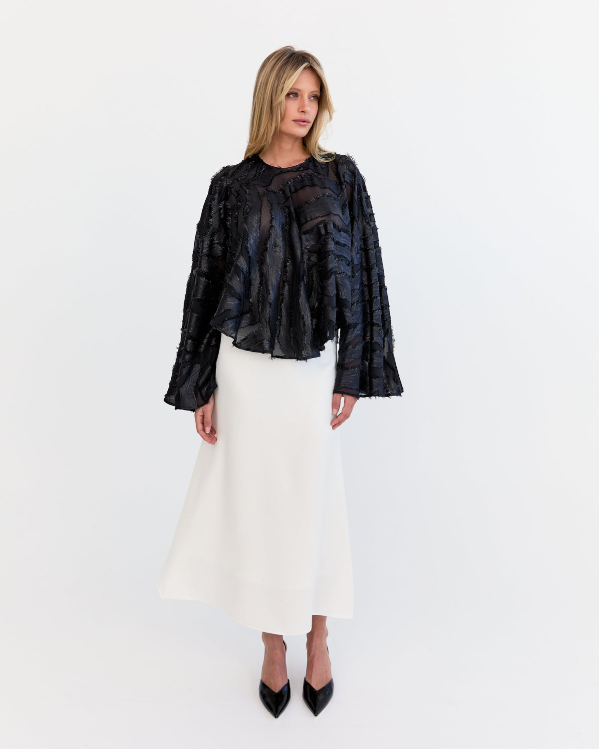 Eder by Anna Sensuel A-line midi skirt in ivory