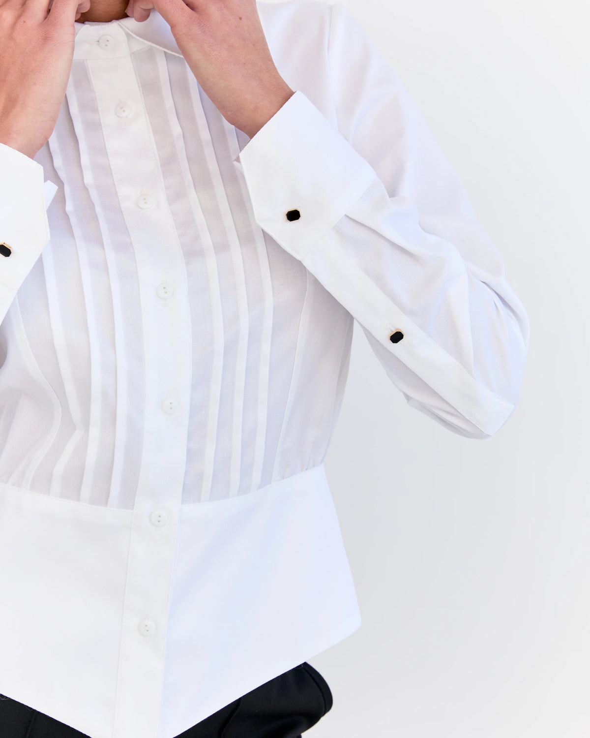 Eder by Anna - Andrea Tuxedo Pleated White Shirt