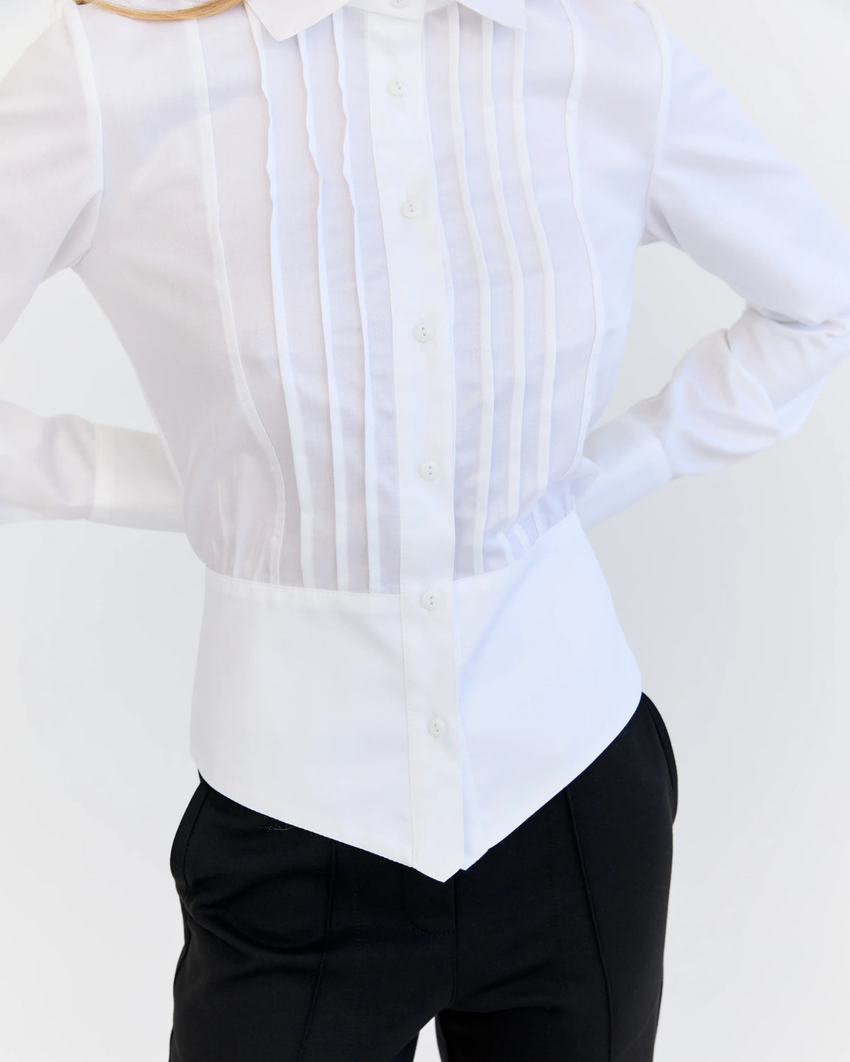 Eder by Anna - Andrea Tuxedo Pleated White Shirt