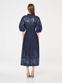 Moss & Spy Edwina Shirt Dress in Navy, back