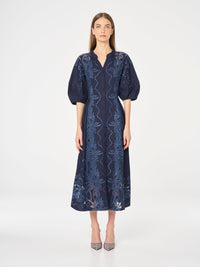 Moss & Spy Edwina Shirt Dress in Navy, detail