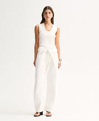 Elka Collective Mayfield Denim Pant ivory - full length styling