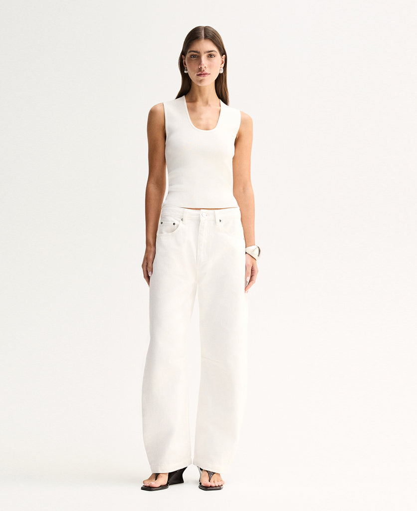 Elka Collective Mayfield Denim Pant ivory - back view