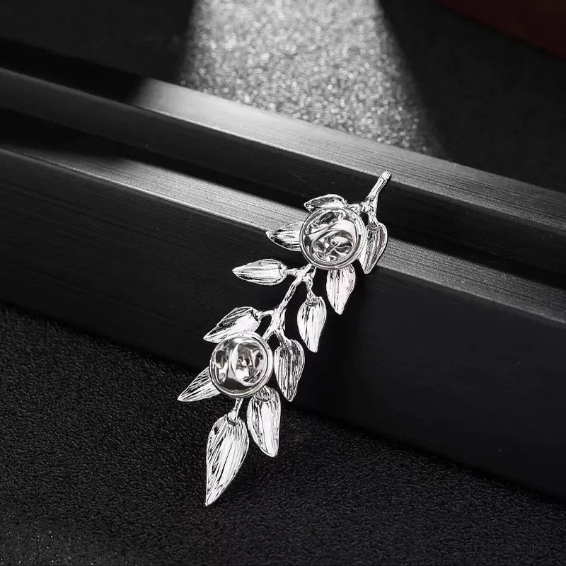 Silver Tree Leaf Brooch Pin
