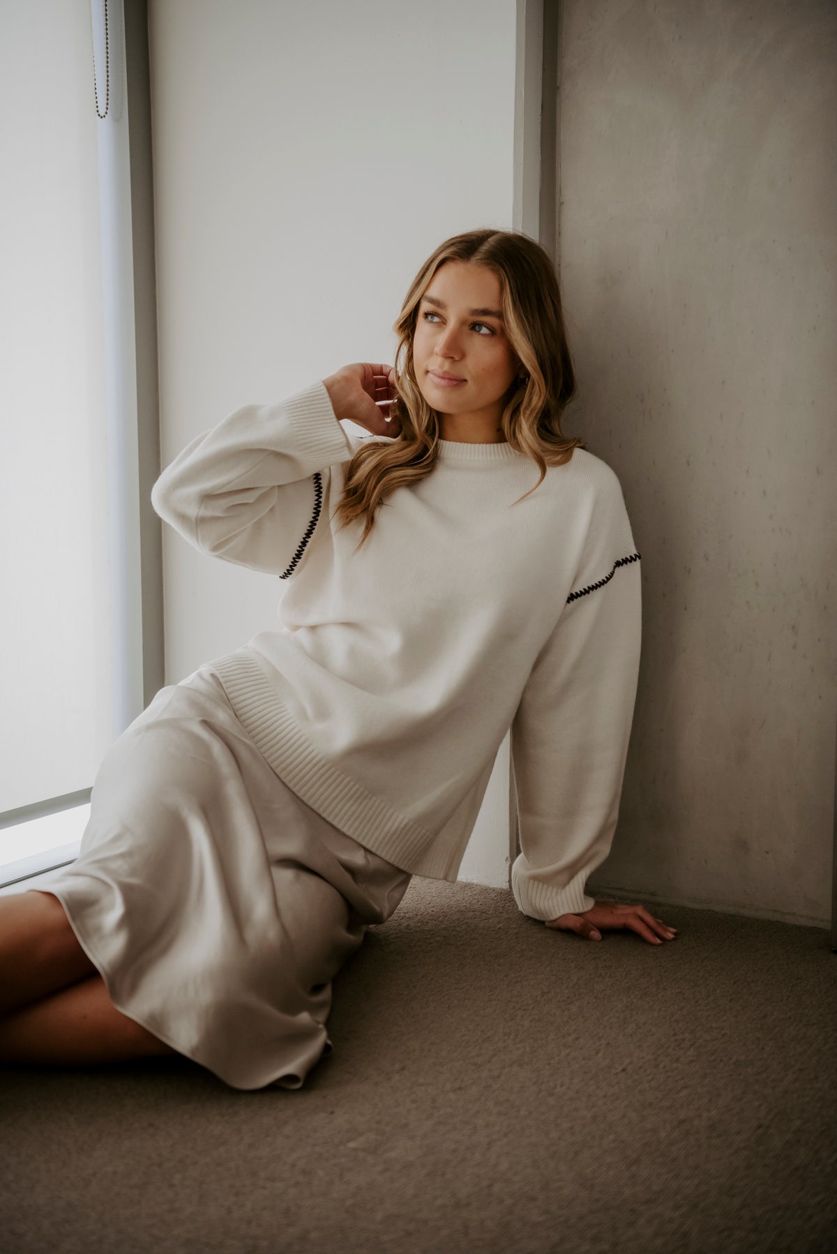 Hand Stitched Trim Sweater