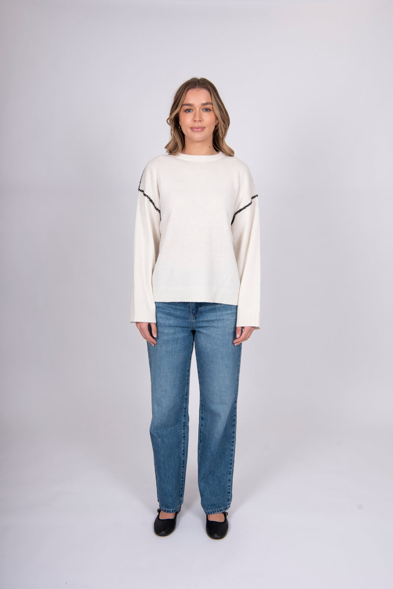 Hand Stitched Trim Sweater