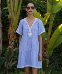Rose & Rose Flora Dress in Blue Marl - detail