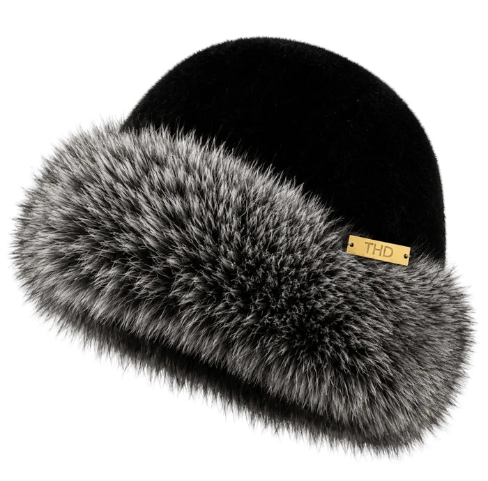 Faux Fur Peruvian Hat - Black & White